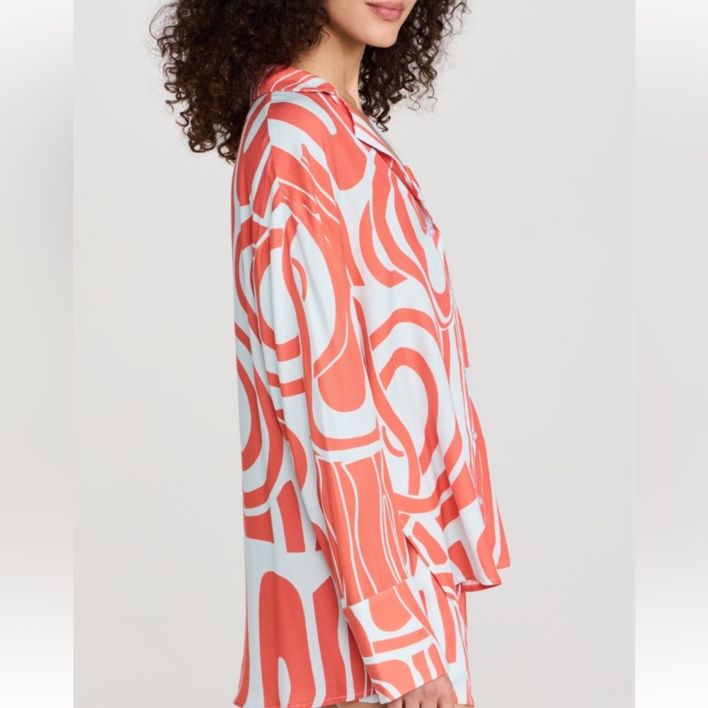 NWT Seven Wonders Sola oversized button down shirt Alba print Large - Picture 3 of 11